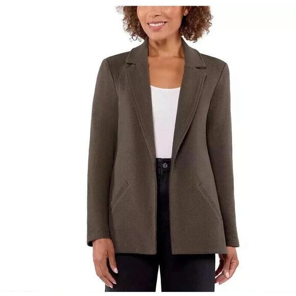 Matty M Jackets & Blazers - Matty M Ladies' Knit Boyfriend Blazer, Pebble, Size L. AT